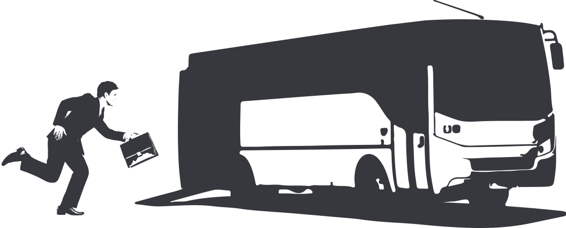 ejecutivo entrando a transporte público